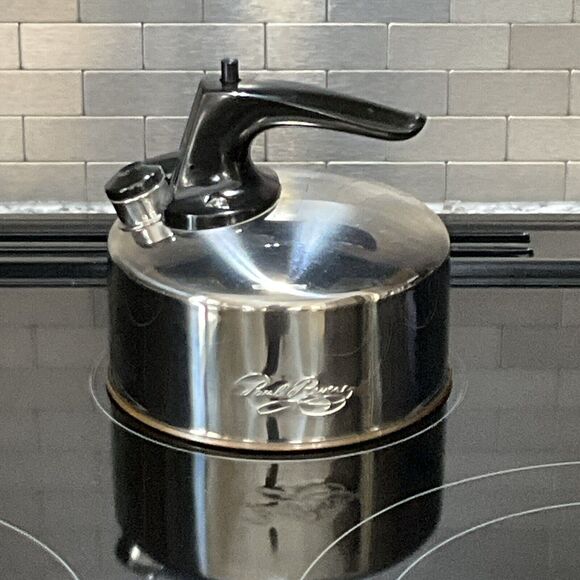 Paul Revere Signature Vintage Small 1 QT Whistling Tea Pot Kettle Copper Bottom - Picture 2 of 15